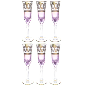 Набор хрустальных фужеров для шампанского Art Deco` Coll.Fish на 6 персон